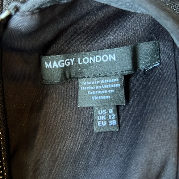 NWT Maggy London Black Illusion Yoke Crepe Cocktail Dress size 8 MSRP $148 - Picture 6 of 7